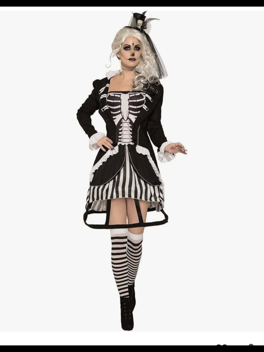 New! Plus Size Skeleton Halloween Costume Party Dress Gothic